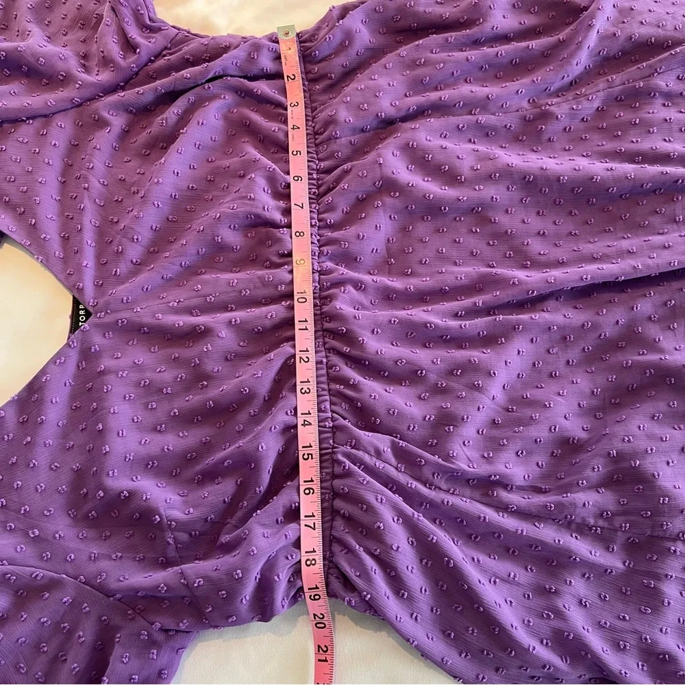 Torrid Purple Tea Length Clip Dot Open Back A-Line Dress Size 1 - Picture 14 of 17